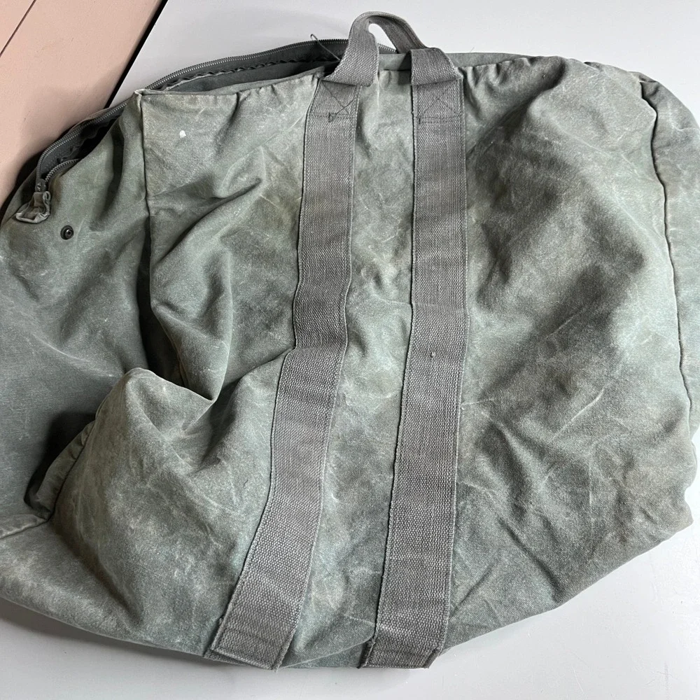 Vintage‎ Military Style Canvas Aviator Kit Bag Duffel Olive Drab Green Large